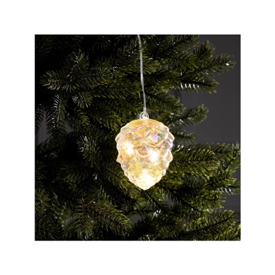 Ёлочная игрушка светодиодная «Шишка», 10×8 см, 5 LED, от батареек ААх2, свечение тёплое белое