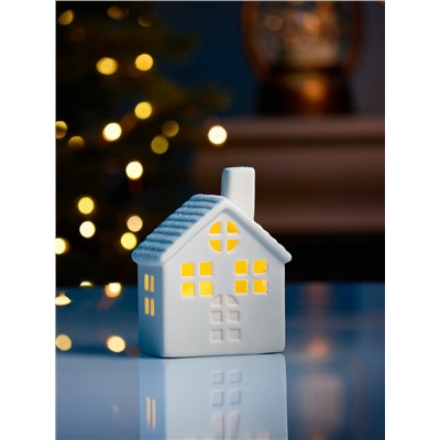 Светодиодная фигура «Домик с круглым окном» 7.7×5.7×10.2 см, 1 LED, керамика, от батареек LR44×2, свечение тёплое белое