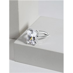 Кольцо из серебра с фианитом родированное - Прямоугольник 1-037р200