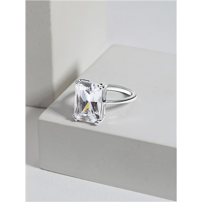 Кольцо из серебра с фианитом родированное - Прямоугольник 1-037р200