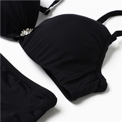 Купальник раздельный тройка с двумя видами плавок, чёрный, размер 38