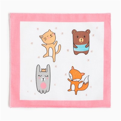 Платки носовые детские «Крошка Я. Зверята», 21×21 см-12 шт., МИКС, хлопок 100%