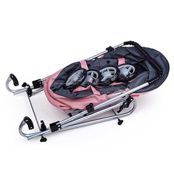 Коляска для кукол металлическая, складная, прогулочная с капюшоном, цвет розовый