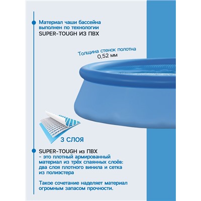 УЦЕНКА Бассейн надувной INTEX Easy Set 28118NP, 305×61 см, 3077 л, фильтр-насос 1250 л/ч, от 6 лет, круглый