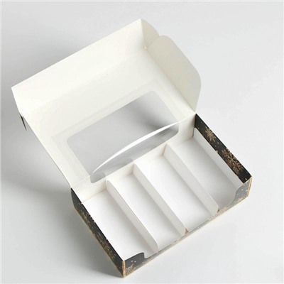 Коробка для эклеров с вкладышами новогодняя «Пусть сбудутся желания», 25×15×7 см