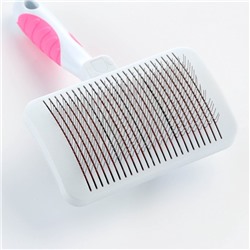 Пуходёрка с самоочисткой без капель увеличенная, 10.5×16.5 см, бело-розовая