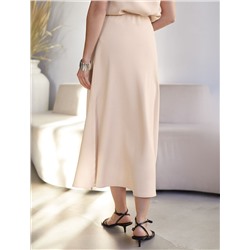 Юбка миди с разрезом скроенная по косой из плотного лиоцелла