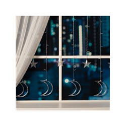 Гирлянда «Бахрома» 2.7×0.9 м с насадками «Месяц», IP20, прозрачная нить, 138 LED, свечение тёплое белое, 8 режимов, 220 В