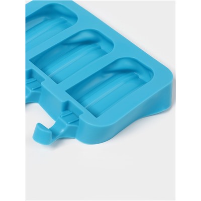 Форма для мороженого «Эскимо макси», силикон, 19.5×14.5×2.5 см, 3 ячейки (8.2×4.6 см), МИКС