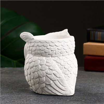 Декоративное кашпо для цветов «Совушка», 250 мл, 11×10×10 см, гипс, белое