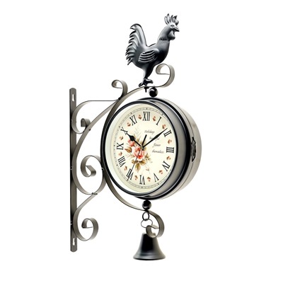 Часы настенные интерьерные «Флюгер», двусторонние, на подвесе, бесшумные, плавный ход, 48×32 см, циферблат d=19 см, 1хАА