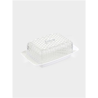 Маслёнка Альтернатива «Мозаика», 18.5×12×7.2 см, пластик, белая