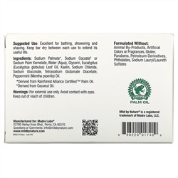 Mild By Nature, очищающее кусковое мыло с глиной, с ароматом эвкалипта и перечной мяты, с ископаемой глиной, 141 г (5 унций)