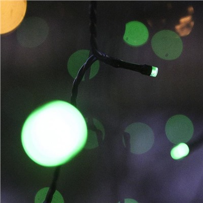 Гирлянда «Нить», 10 м, уличная, IP44, 100 LED, 2 режима, солнечная батарея, тёмная нить, свечение зелёное