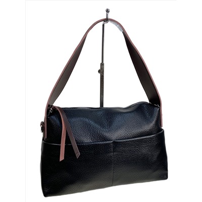 Женская сумка из натуральной кожи, цвет  черный