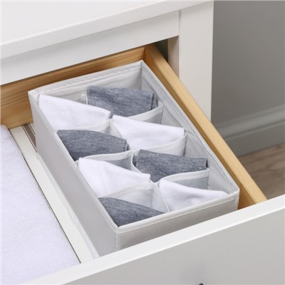 Органайзер для хранения белья LaDо́m, 8 ячеек, 24×14×10 см, серый