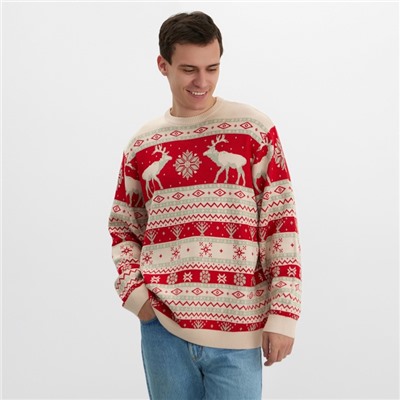 Свитер вязаный новогодний KAFTAN Scandinavia, размер 42, красный
