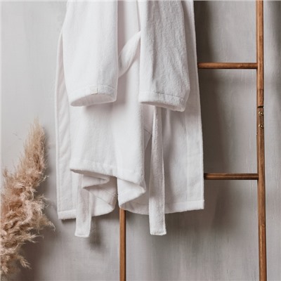 Халат махровый мужской SL HOME: Basic «Блан де Блан», размер S, хлопок 100%, белый