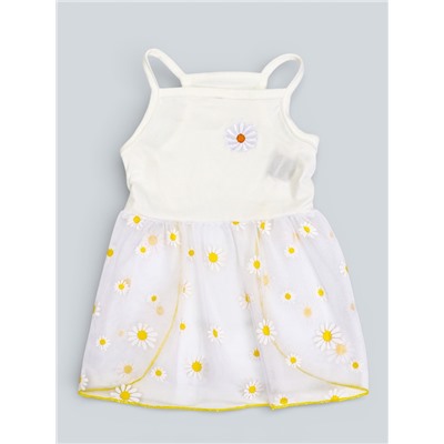 Сарафан для животных «Ромашка», размер L, ДС 35, ОГ 45 см, белый