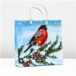 Пакет подарочный новогодний «Снегирёк», мягкий пластик, 28×29 см