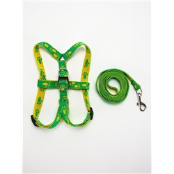 Шлейка с поводком «Большая лапа», ширина 1.5 см, поводок 120 см, шлейка 28-42 см, зелёная, жёлтая