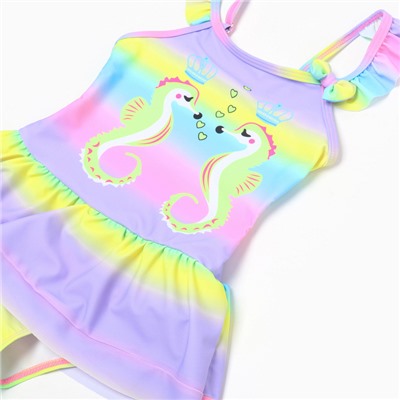 Купальник слитный для девочек, цвет сиреневый, рост 122-128 см