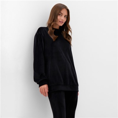 Костюм женский (свитшот, леггинсы) KAFTAN Plushy, размер 52-54, чёрный