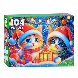 Пазлы 104 "Котята под елкой"