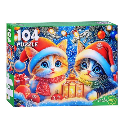 Пазлы 104 "Котята под елкой"