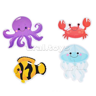 Пазлы контурные "Обитатели моря" Baby Toys