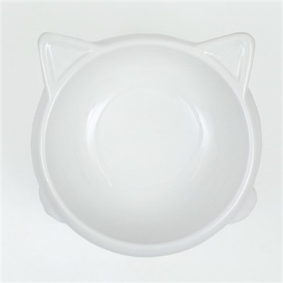 Миска керамическая «Киса» на подставке-лапках 200 мл 13×12×8 см, белая