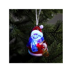 Ёлочная игрушка «Снеговик», 8 см, от батареек, свечение мульти (RGB)