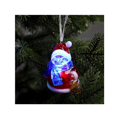 Ёлочная игрушка «Снеговик», 8 см, от батареек, свечение мульти (RGB)