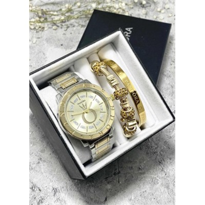 Подарочный набор для женщин часы, 2 браслета + коробка #22852959