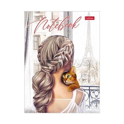 Записная книжка 80л А6 клетка "Окно в Париж" тв. переплет глянц. ламин.