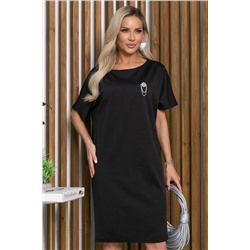 Платье Кайла (черное/брошь) П13181-10М