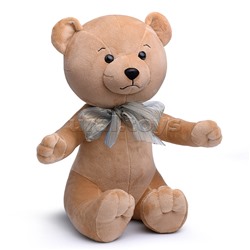 Медведь Эдди, с бантом, кофейный, 30см.