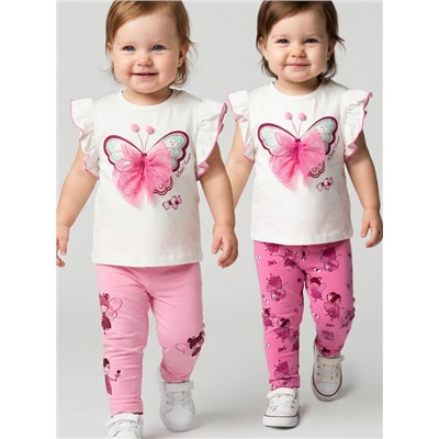 Брюки детские трикотажные для девочек (легинсы), 2 пары в комплекте