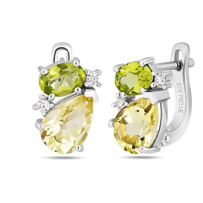 Серьги, лимонный топаз , перидот, Юрмала