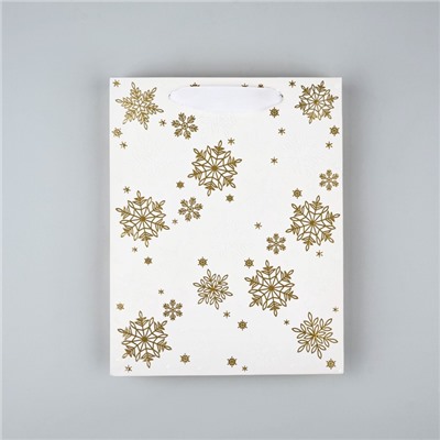 Пакет подарочный новогодний ламинированный «Снежинки», MS 18×23×10 см