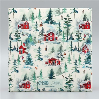 Коробка складная на 4 капкейка с окном «С Новым годом!», 16×16×10 см