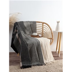 Плед с кисточками «Этель», 125×150 см, цвет серая полоса