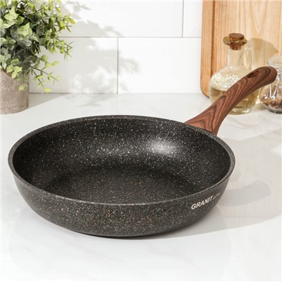 Сковорода KUKMARA Granit Ultra original, d=28 см, пластиковая ручка, антипригарное покрытие, алюминий, чёрная
