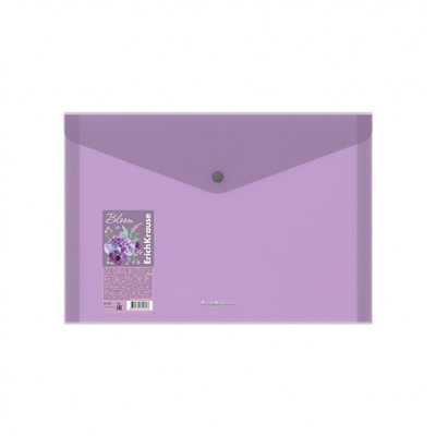 Папка  4 отд. на кнопке А4 61161 Matt Pastel Bloom 61161 прозрачная, ассорти ErichKrause