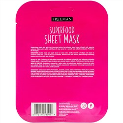 Freeman Beauty, тканевая маска с суперпродуктами, арбуз и редька для очищения пор, 1 шт.