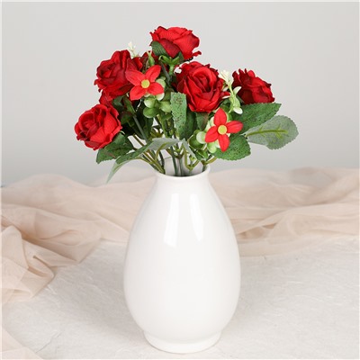 Цветок искусственный Букет роз 28 см / BR-28 /уп 1200/ (Бело-розовый )