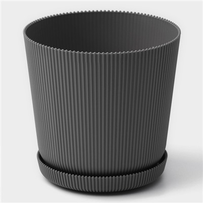 Горшок для цветов с поддоном, 15.5×16.5 см, цвет серый