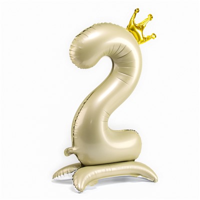 Воздушный шар фольгированный 42" «Цифра 2 с короной», на подставке