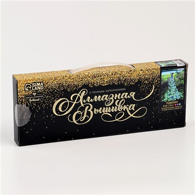 Алмазная мозаика с полным заполнением со светящимися стразами на холсте «Павлин», 20×30 см