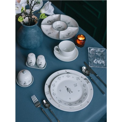 Тарелка десертная Доляна «Гуси», d=20.3 см, фарфор, белая